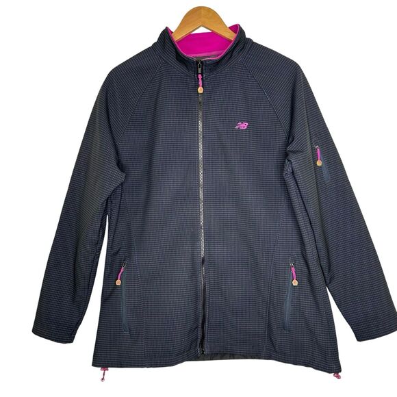 New Balance Women's Soft Shell Fleece Lined Jacket XL Black Checkered - Picture 10 of 11